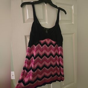 Black and Pink Chevron Tank Top